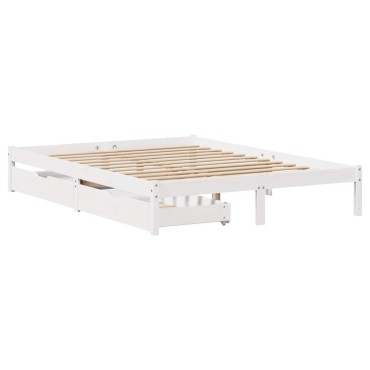 vidaXL Σκελετός Κρεβ. Χωρίς Στρώμα Λευκό 140x190cm Μασίφ Πεύκο 1 τεμ. - Μονό