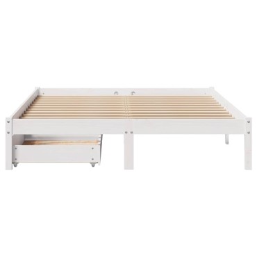 vidaXL Σκελετός Κρεβ. Χωρίς Στρώμα Λευκό 140x190cm Μασίφ Πεύκο 1 τεμ. - Μονό