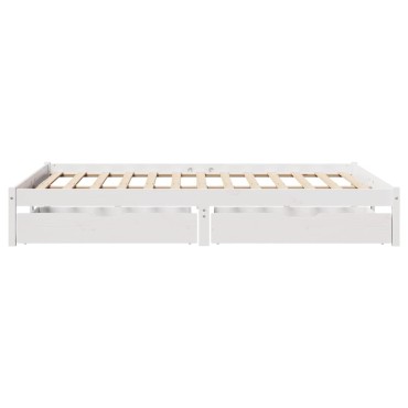 vidaXL Σκελετός Κρεβ. Χωρίς Στρώμα Λευκό 140x190cm Μασίφ Πεύκο 1 τεμ. - Μονό
