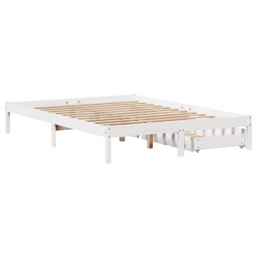 vidaXL Σκελετός Κρεβ. Χωρίς Στρώμα Λευκό 140x190cm Μασίφ Πεύκο 1 τεμ. - Μονό