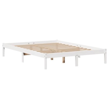 vidaXL Σκελετός Κρεβ. Χωρίς Στρώμα Λευκό 140x190cm Μασίφ Πεύκο 1 τεμ. - Μονό