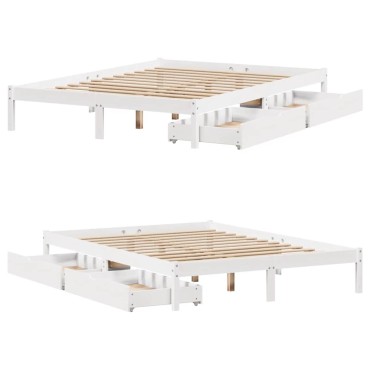 vidaXL Σκελετός Κρεβ. Χωρίς Στρώμα Λευκό 140x190cm Μασίφ Πεύκο 1 τεμ. - Μονό