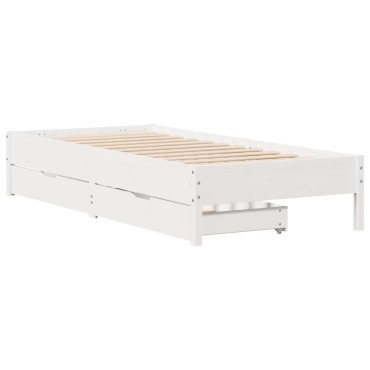 vidaXL Σκελετός Κρεβ. Χωρίς Στρώμα Λευκό 90x190cm Μασίφ Πεύκο 1 τεμ. - Μονό