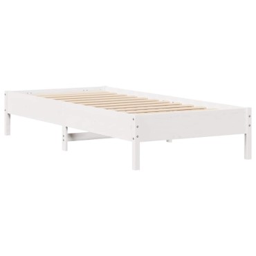 vidaXL Σκελετός Κρεβ. Χωρίς Στρώμα Λευκό 90x190cm Μασίφ Πεύκο 1 τεμ. - Μονό