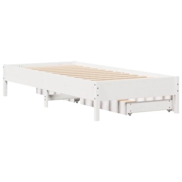 vidaXL Σκελετός Κρεβ. Χωρίς Στρώμα Λευκό 90x190cm Μασίφ Πεύκο 1 τεμ. - Μονό