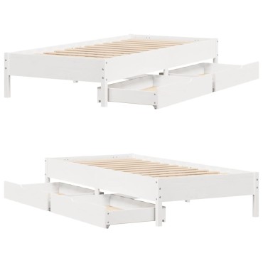 vidaXL Σκελετός Κρεβ. Χωρίς Στρώμα Λευκό 90x190cm Μασίφ Πεύκο 1 τεμ. - Μονό