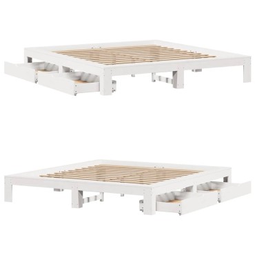 vidaXL Σκελετός Κρεβ. Χωρίς Στρώμα Λευκό 180x200 εκ Μασίφ Πεύκο