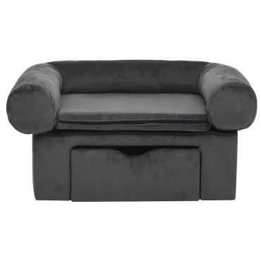 vidaXL Καναπές Σκύλου με Συρτάρι Σκούρο Γκρι 75 x 50 x 38 εκ. Βελουτέ