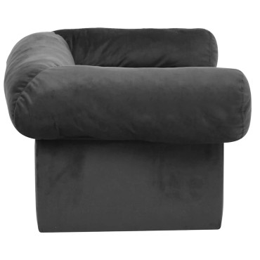 vidaXL Καναπές Σκύλου με Συρτάρι Σκούρο Γκρι 75 x 50 x 38 εκ. Βελουτέ