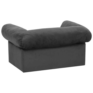 vidaXL Καναπές Σκύλου με Συρτάρι Σκούρο Γκρι 75 x 50 x 38 εκ. Βελουτέ