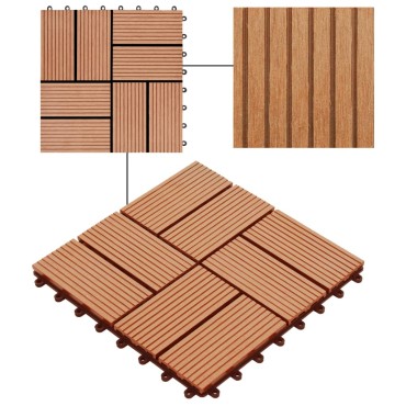 vidaXL Πλακάκια Deck 22 τεμ. Χρώμα Teak 30 x 30 εκ. 2 μ² από WPC