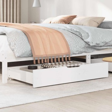 vidaXL Συρτάρια Κρεβατιού 2 τεμ Λευκό 95x55x17 εκ. Μασίφ Ξύλο Πεύκου