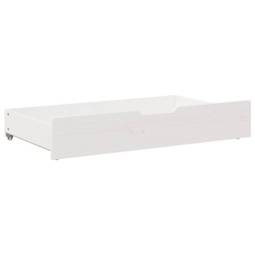 vidaXL Συρτάρια Κρεβατιού 2 τεμ Λευκό 95x55x17 εκ. Μασίφ Ξύλο Πεύκου