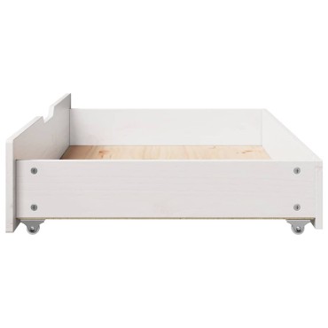 vidaXL Συρτάρια Κρεβατιού 2 τεμ Λευκό 95x55x17 εκ. Μασίφ Ξύλο Πεύκου