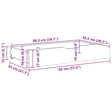 vidaXL Συρτάρια Κρεβατιού 2 τεμ Λευκό 95x55x17 εκ. Μασίφ Ξύλο Πεύκου