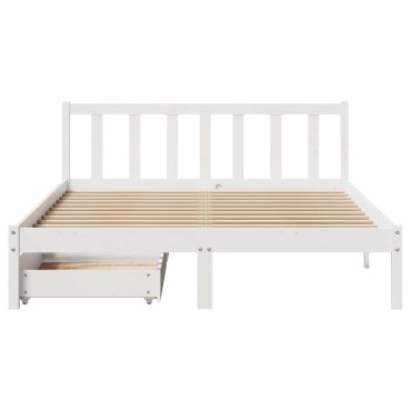 vidaXL Σκελετός Κρεβ. Χωρίς Στρώμα Λευκό 120x190cm Μασίφ Πεύκο 1 τεμ. - Μονό