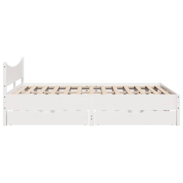 vidaXL Πλαίσιο Κρεβατιού Συρτάρια Λευκό 120x200 εκ. Μασίφ Ξύλο Πεύκου