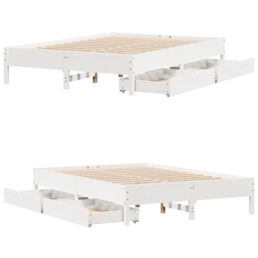 vidaXL Σκελετός Κρεβ. Χωρίς Στρώμα Λευκό 120x190cm Μασίφ Πεύκο 1 τεμ. - Μονό
