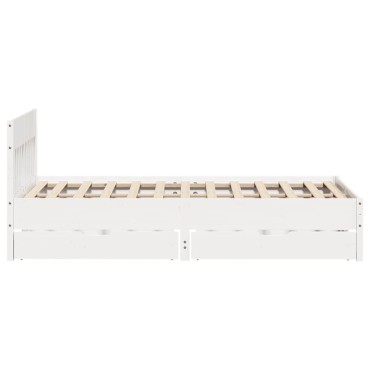 vidaXL Σκελετός Κρεβ. Χωρίς Στρώμα Λευκό 140x190cm Μασίφ Πεύκο 1 τεμ. - Διπλό