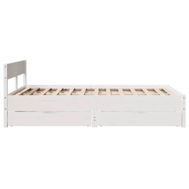 vidaXL Σκελετός Κρεβ. Χωρίς Στρώμα Λευκό 140x190cm Μασίφ Πεύκο 1 τεμ. - Διπλό