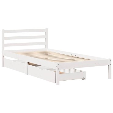 vidaXL Σκελετός Κρεβ. Χωρίς Στρώμα Λευκό 90x200cm Μασίφ Πεύκο 1 τεμ. - Μονό