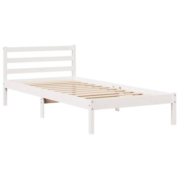 vidaXL Σκελετός Κρεβ. Χωρίς Στρώμα Λευκό 90x200cm Μασίφ Πεύκο 1 τεμ. - Μονό