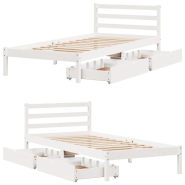vidaXL Σκελετός Κρεβ. Χωρίς Στρώμα Λευκό 90x200cm Μασίφ Πεύκο 1 τεμ. - Μονό