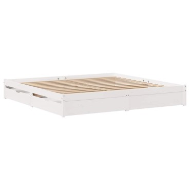vidaXL Σκελετός Κρεβ. Χωρίς Στρώμα Λευκό 200x200cm Μασίφ Πεύκο 1 τεμ. - Διπλό
