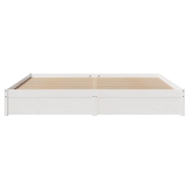vidaXL Σκελετός Κρεβ. Χωρίς Στρώμα Λευκό 200x200cm Μασίφ Πεύκο 1 τεμ. - Διπλό