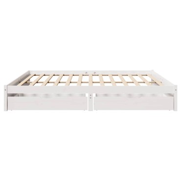 vidaXL Σκελετός Κρεβ. Χωρίς Στρώμα Λευκό 200x200cm Μασίφ Πεύκο 1 τεμ. - Διπλό