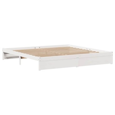 vidaXL Σκελετός Κρεβ. Χωρίς Στρώμα Λευκό 200x200cm Μασίφ Πεύκο 1 τεμ. - Διπλό
