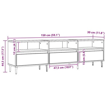 vidaXL Έπιπλο Τηλεόρασης τεχνίτης Δρυς 150x30x44,5cm