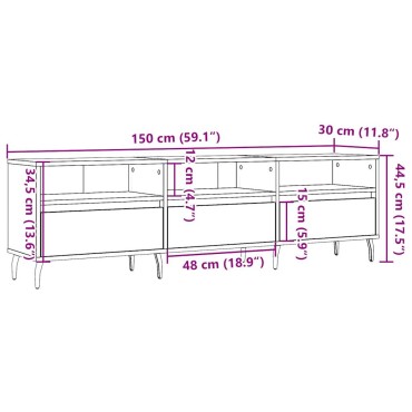 vidaXL Έπιπλο Τηλεόρασης τεχνίτης Δρυς 150x30x44,5cm