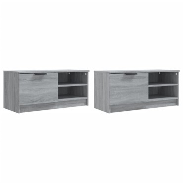 vidaXL Έπιπλα Τηλεόρασης 2 τεμ. Γκρι Sonoma 80x35x36,5cm Επεξ. Ξύλο