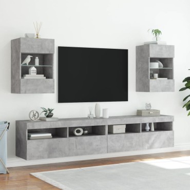 vidaXL Έπιπλο Τηλεόρασης με LED Γκρι Σκυροδέματος 40x30x60,5cm