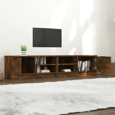 vidaXL Έπιπλα Τηλεόρασης 2 τεμ. Καπνιστή Δρυς 80x35x36,5cm Επεξ. Ξύλο