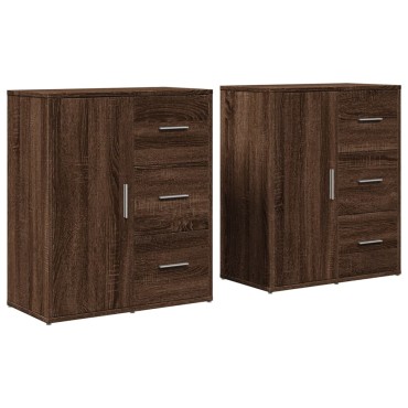 vidaXL Βοηθητικά Ντουλάπια 2 τεμ. Καφέ Δρυς 60x31x70cm Επεξεργ. Ξύλο