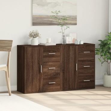 vidaXL Βοηθητικά Ντουλάπια 2 τεμ. Καφέ Δρυς 60x31x70cm Επεξεργ. Ξύλο
