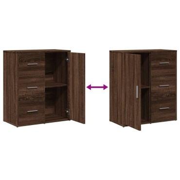 vidaXL Βοηθητικά Ντουλάπια 2 τεμ. Καφέ Δρυς 60x31x70cm Επεξεργ. Ξύλο