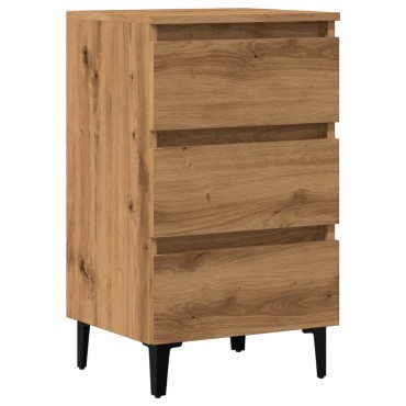 vidaXL Ντουλάπι κρεβατιού με μεταλλικά πόδια Artisan Oak 40x35x69cm 1 τεμ.