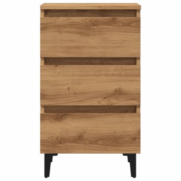 vidaXL Ντουλάπι κρεβατιού με μεταλλικά πόδια Artisan Oak 40x35x69cm 1 τεμ.
