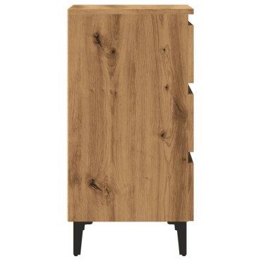 vidaXL Ντουλάπι κρεβατιού με μεταλλικά πόδια Artisan Oak 40x35x69cm 1 τεμ.