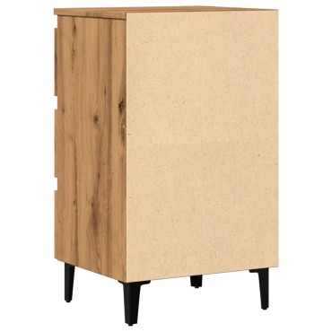 vidaXL Ντουλάπι κρεβατιού με μεταλλικά πόδια Artisan Oak 40x35x69cm 1 τεμ.