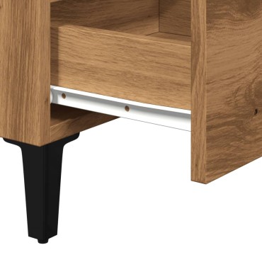 vidaXL Ντουλάπι κρεβατιού με μεταλλικά πόδια Artisan Oak 40x35x69cm 1 τεμ.