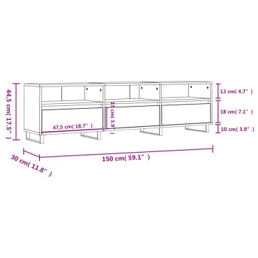 vidaXL Έπιπλο Τηλεόρασης Γκρι Sonoma 150x30x44,5cm από Επεξεργ. Ξύλο