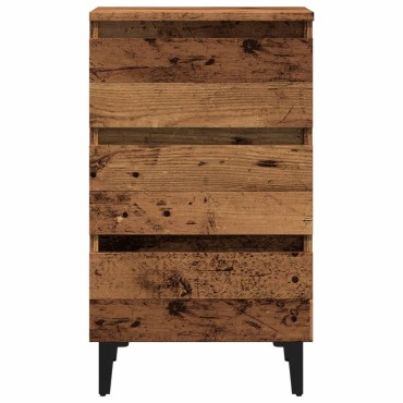 vidaXL Κομοδίνo Παλιό Ξύλο 40x35x69cm με Μεταλλικά Πόδια 1 τεμ.