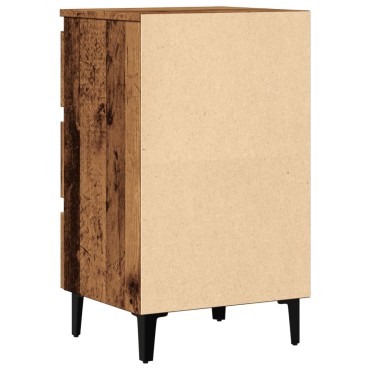 vidaXL Κομοδίνo Παλιό Ξύλο 40x35x69cm με Μεταλλικά Πόδια 1 τεμ.