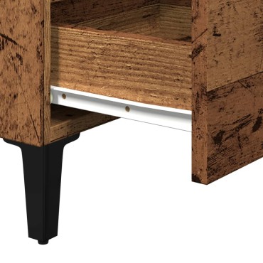 vidaXL Κομοδίνo Παλιό Ξύλο 40x35x69cm με Μεταλλικά Πόδια 1 τεμ.