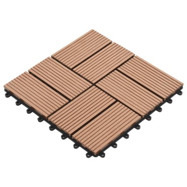 vidaXL Πλακάκια Deck 11 τεμ. Καφέ 30 x 30 εκ. 1 μ² από WPC