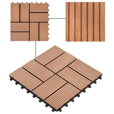 vidaXL Πλακάκια Deck 11 τεμ. Καφέ 30 x 30 εκ. 1 μ² από WPC